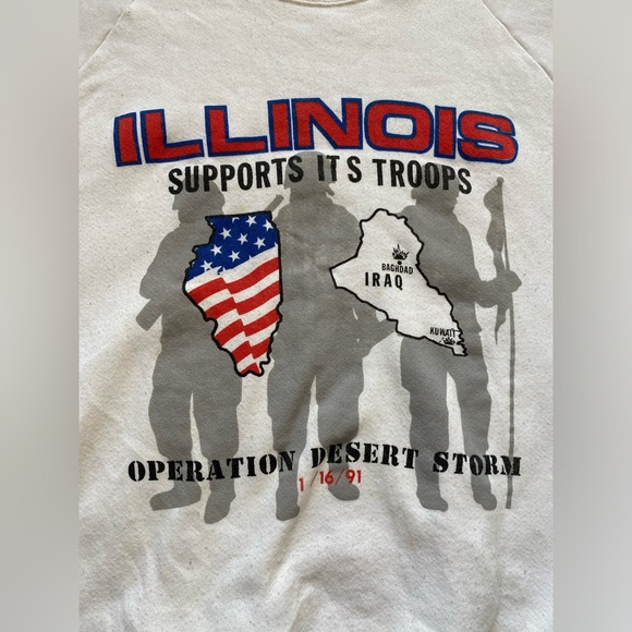 Vintage 90s Operation Desert Storm Troop Iraq Crewneck Sweatshirt Men Size XL - Picture 3 of 8
